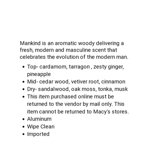 BRAND NWT*6oz MANKIND BODY SPRAY BY KENNETH COLE * - Picture 2 of 4